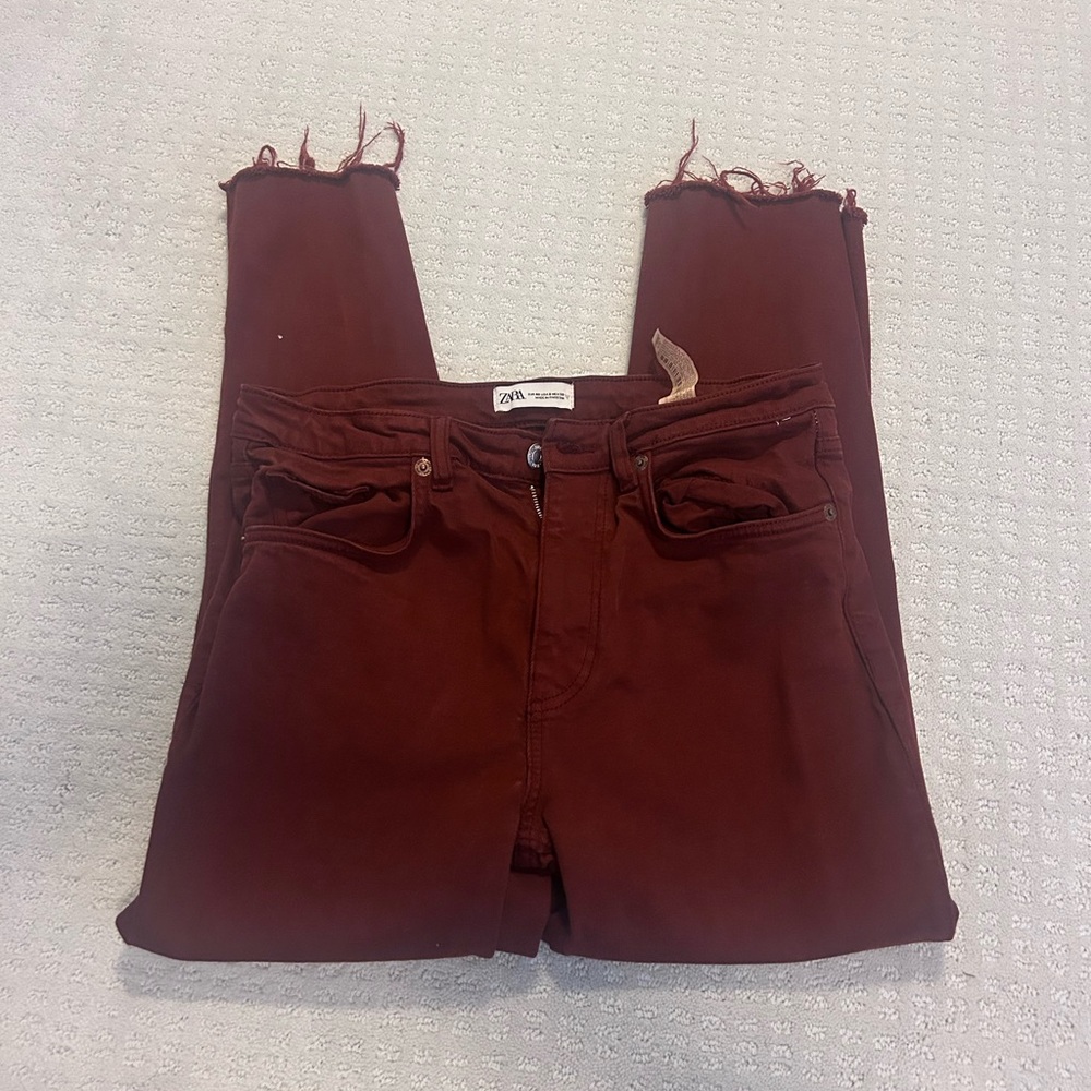 Zara Burgundy Jeans, Size 8/Women’s Medium
